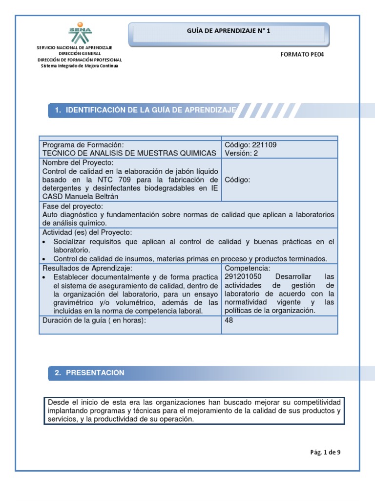 GUIA 1_Control de Calidad y Buenas Prácticas en el Laboratorio. Gestión de la calidad