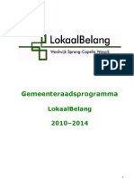 Gemeenteraadsprogramma 2010-2014 LokaalBelang Waalwijk