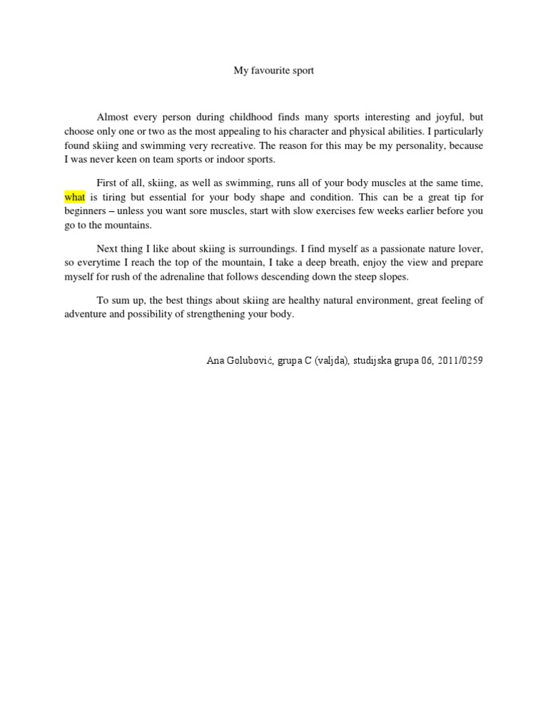 my favourite sport essay pdf