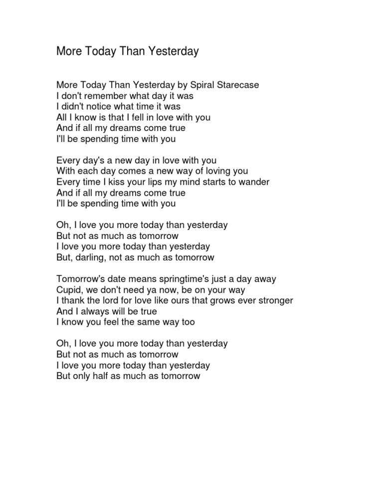 More Today Than Yesterday