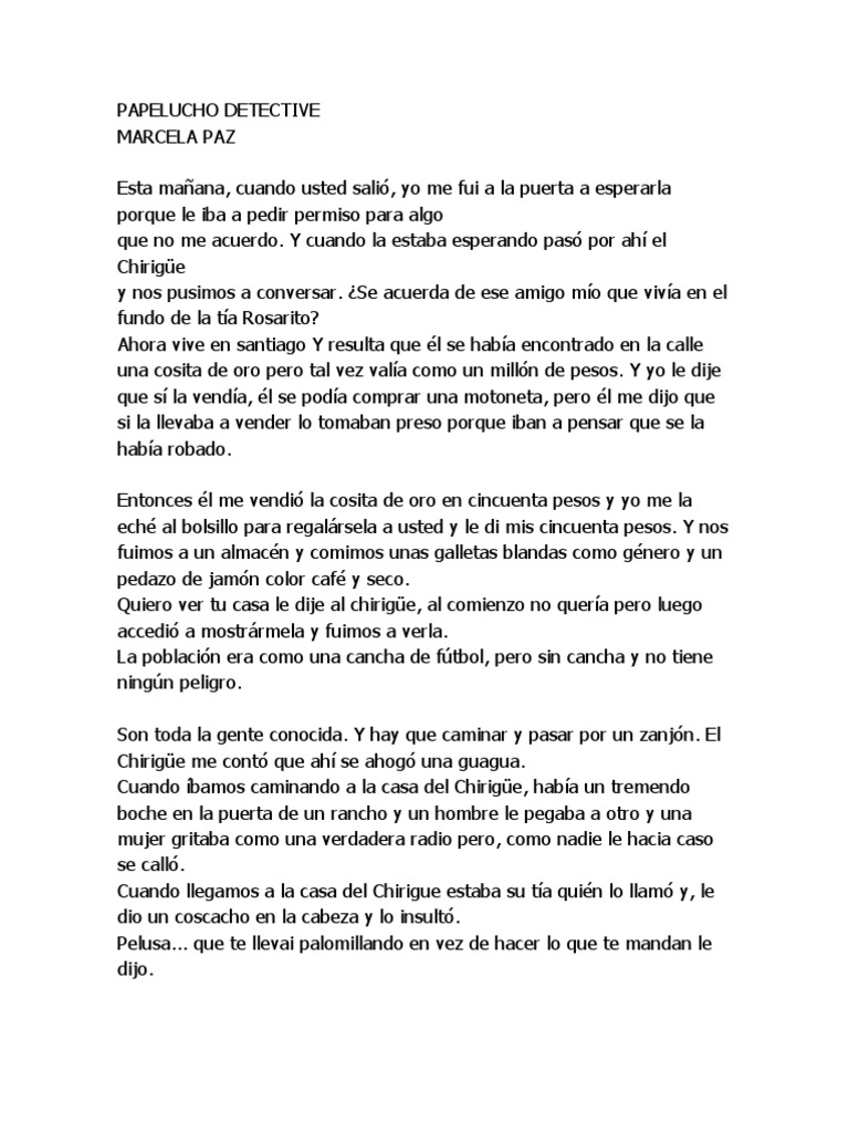 Resumen Papelucho Detective PDF Ocio