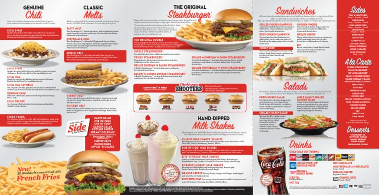 Steak n Shake Carryout Menu | Hamburgers | Milkshake