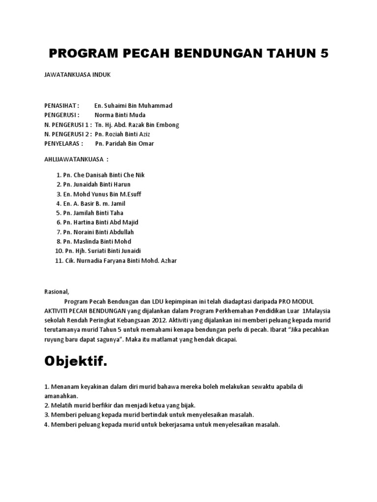 Program Pecah Bendungan Tahun 5 Pdf