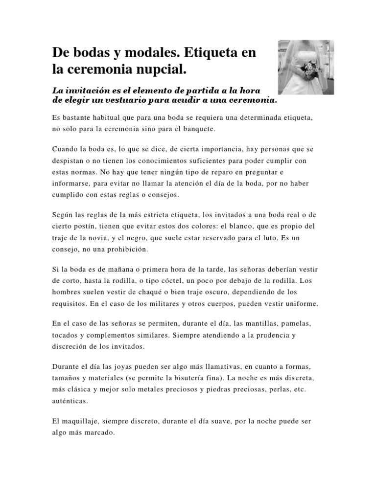 Guía de Etiqueta para Bodas | PDF | Boda | Traje (ropa), image size:768x1024