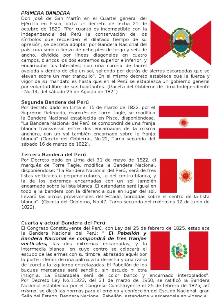 Historia Banderas Del Perú | PDF | Bandera | Símbolos nacionales