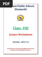 VIII Science-Worksheets Session 2012 2013