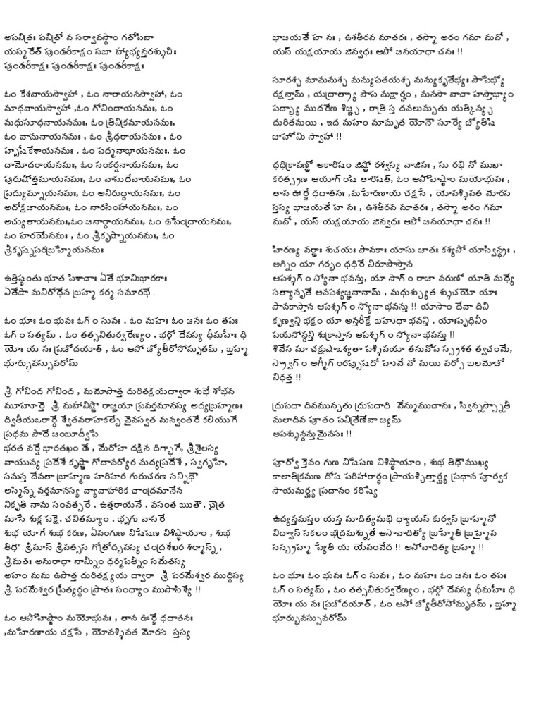 Sandhya Vandanam in Telugu Script | PDF
