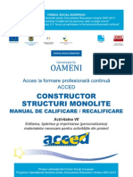 Constructor structuri monolitice. Manual de calificare / recalificare