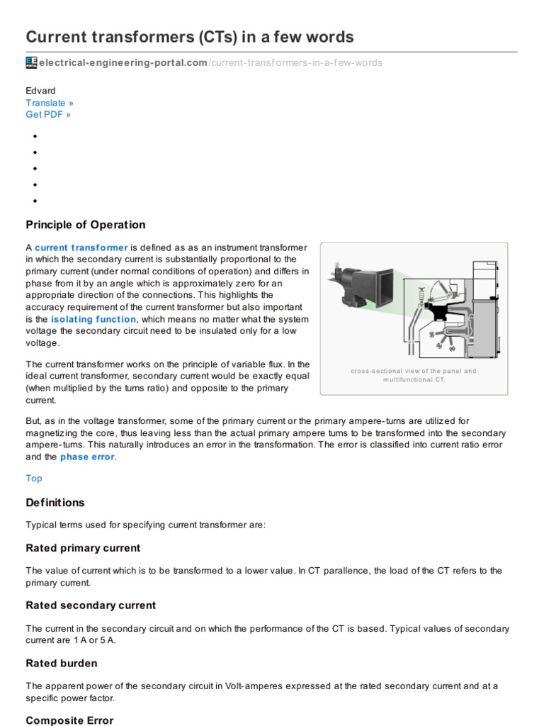 Current Transformers Cts In A Few Words Pdf Transformer Physics