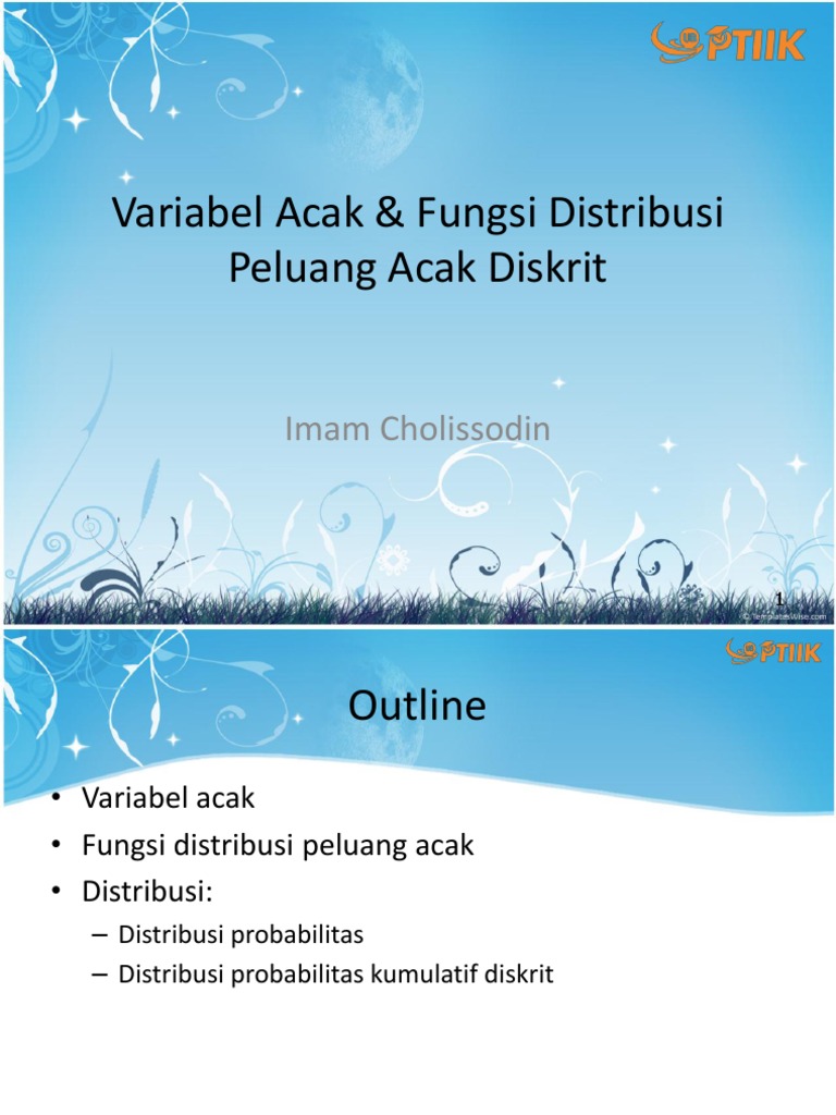 Variabel Acak Fungsi Distribusi Peluang Acak Diskrit ...