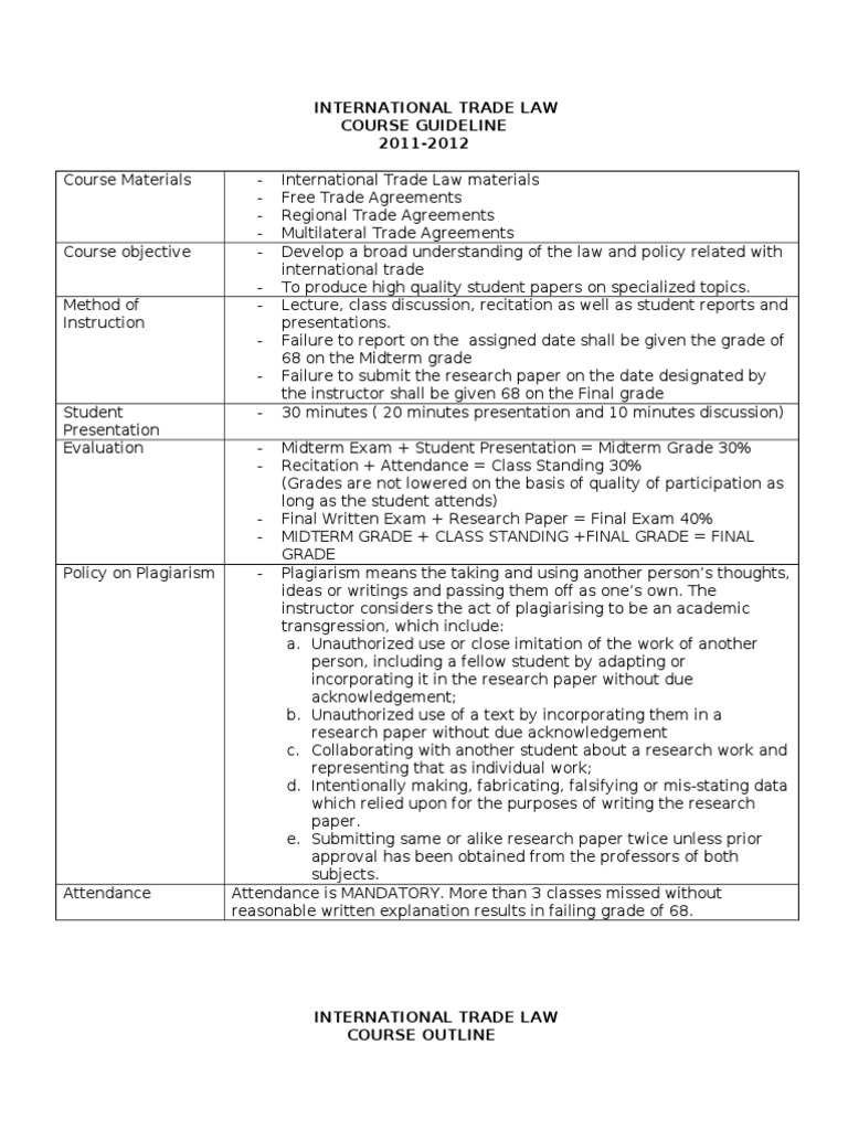 ITL Course Guidelines and Requirements | PDF | World Trade Organization ...