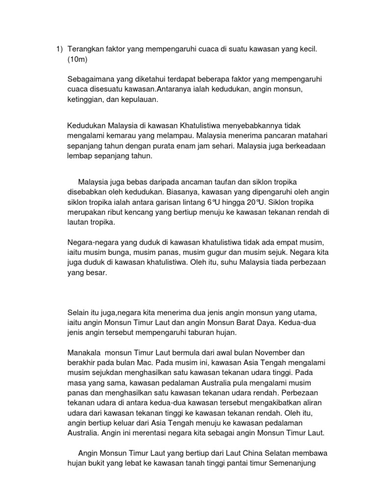 Terangkan Faktor Yang Mempengaruhi Cuaca Di Suatu Kawasan Yang Kecil Pdf