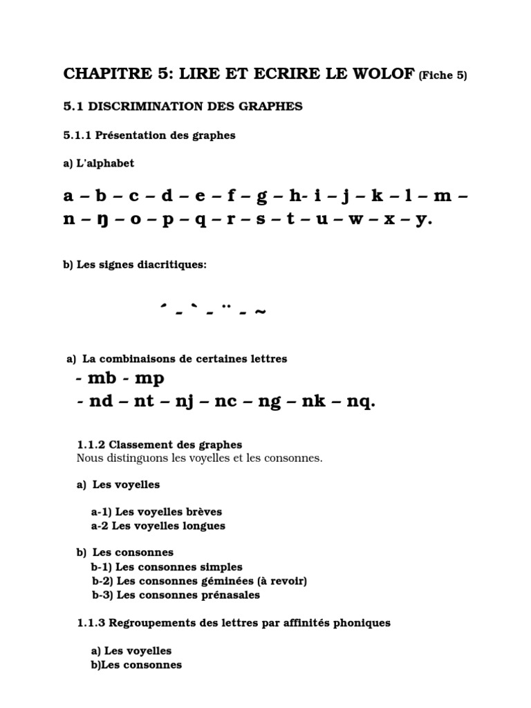 Lire Et Ecrire En Wolof Voyelle Orthographie