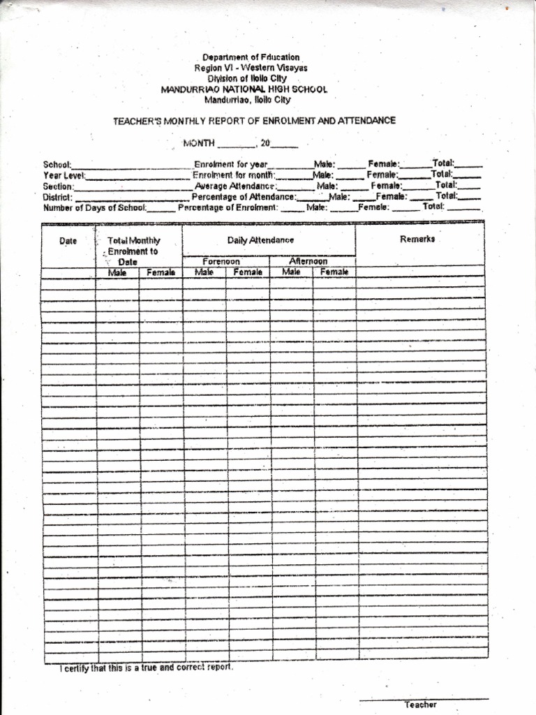 Form2 Attendance 0001 | PDF