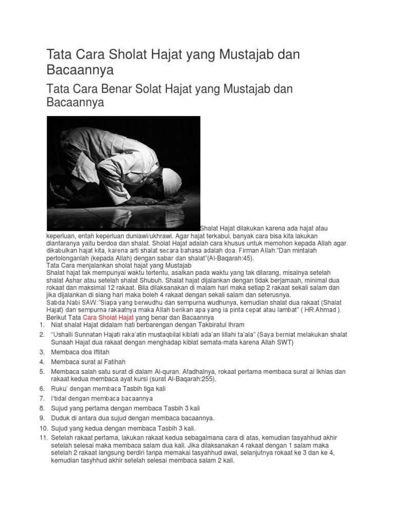 Tata Cara Sholat Hajat Yang Mustajab Dan Bacaannya Pdf
