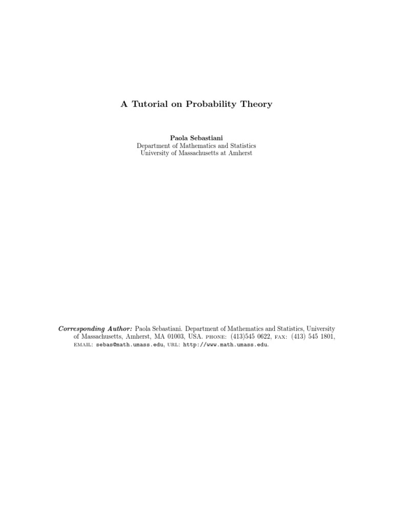 A Tutorial On Probability Theory | PDF