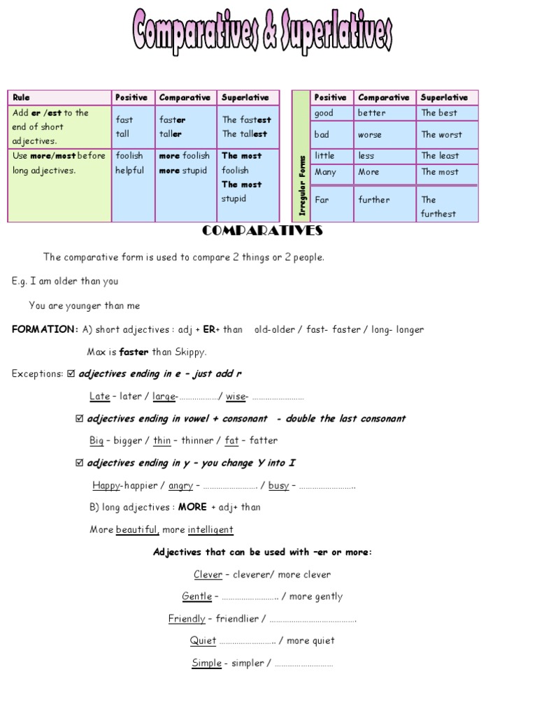 Adjective Forms: Comparatives & Superlatives | PDF