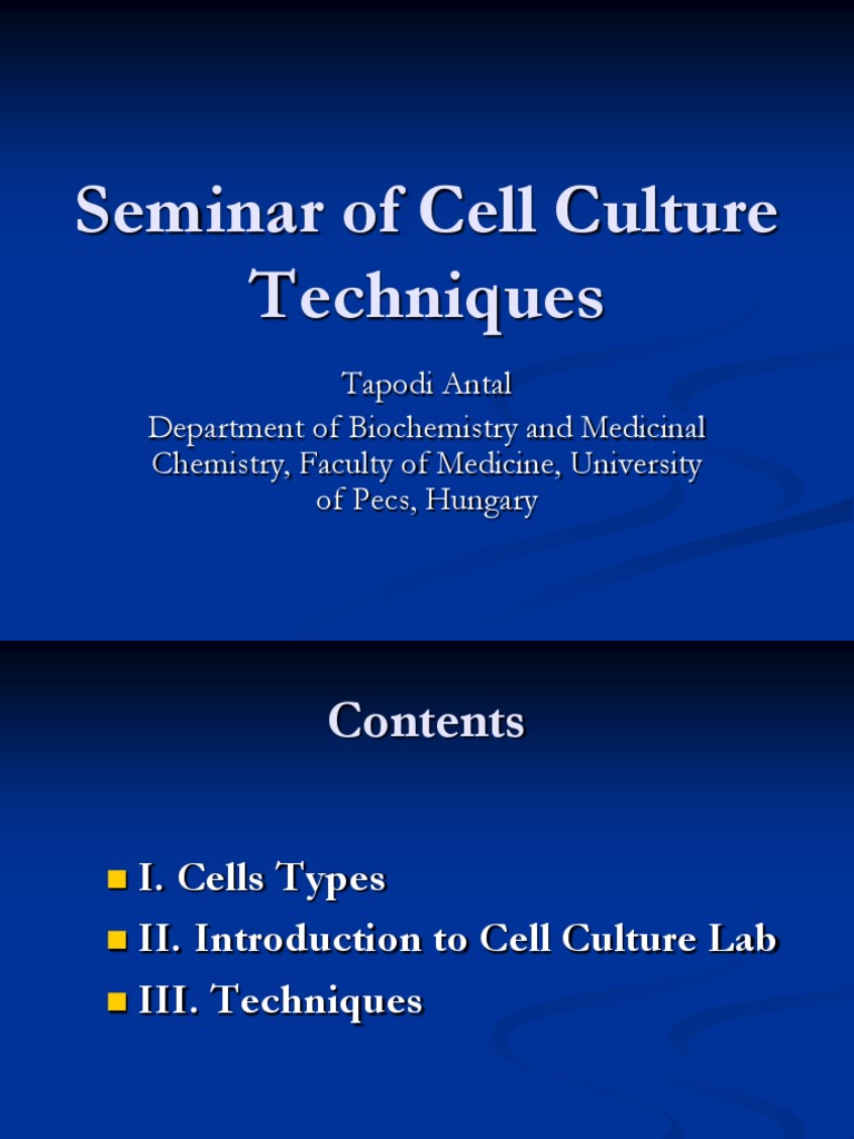 Seminar of Cell Culture Techniques PDF Apoptosis Fluorescence In