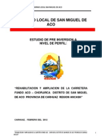 Perfil rehabilitación de carretera, San Miguel de Aco.
