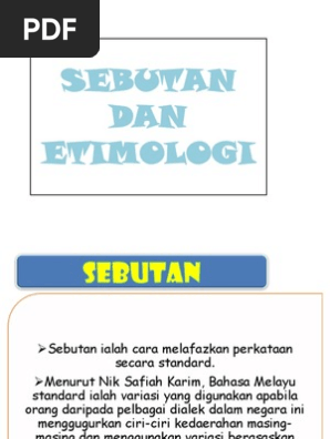 Sebutan Dan Etimologi Pdf