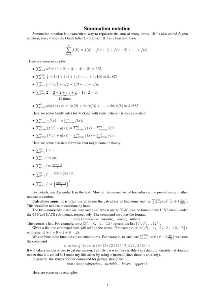 Summation Notation | PDF