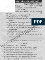 Inter Part 2 Biology Subjective Paper of Lahore Board 2006