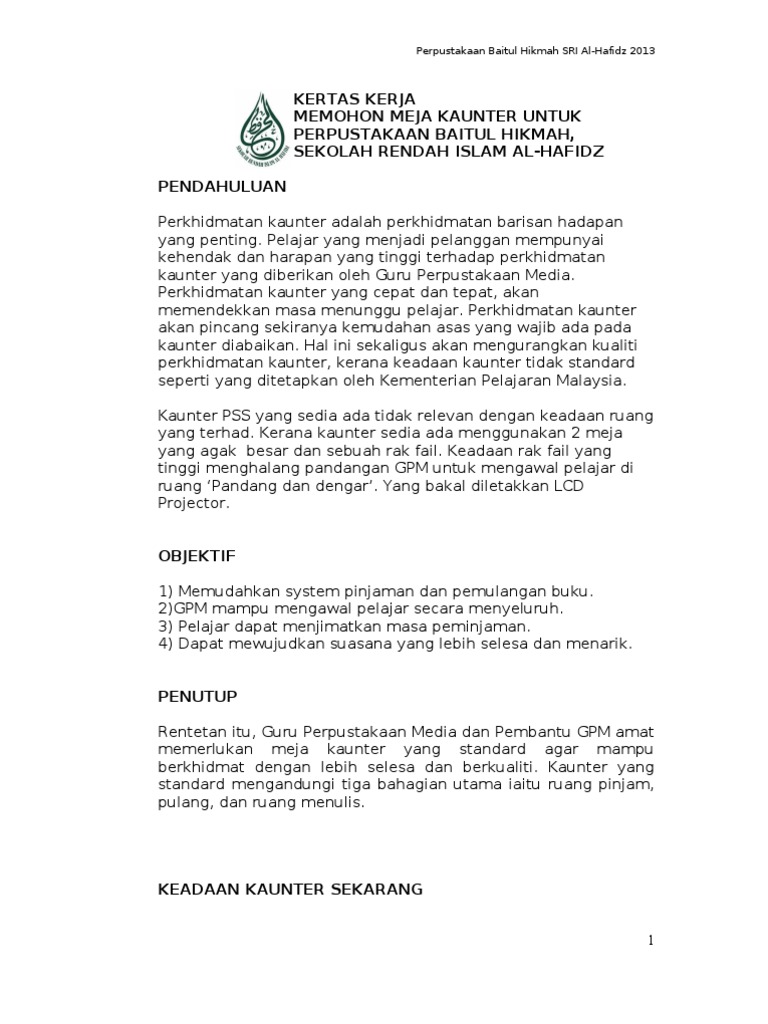 Kertas Cadangan Semakan Kurikulum Program Untuk