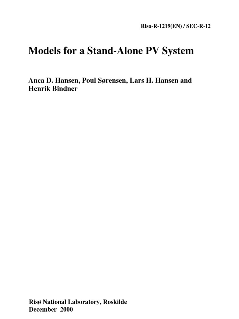 Models for Stand-Alone PV Systems | PDF | Photovoltaic System ...