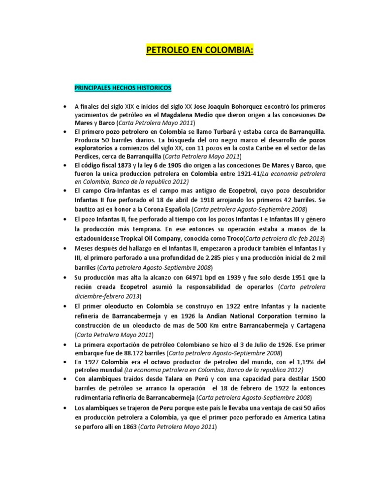 Historia del Petróleo en Colombia | PDF | Biodiésel | Petróleo