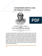 Decreto de Excomunión Contra El Cura Miguel Hidalgo y Costilla