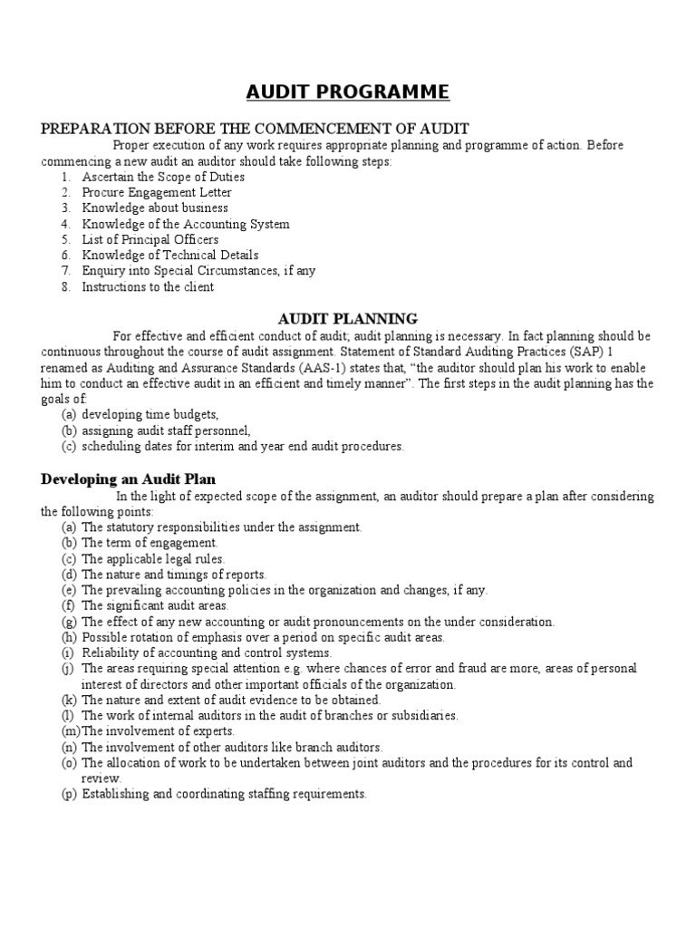 Audit Programme (1) | Audit | Internal Audit | Free 30-day Trial | Scribd