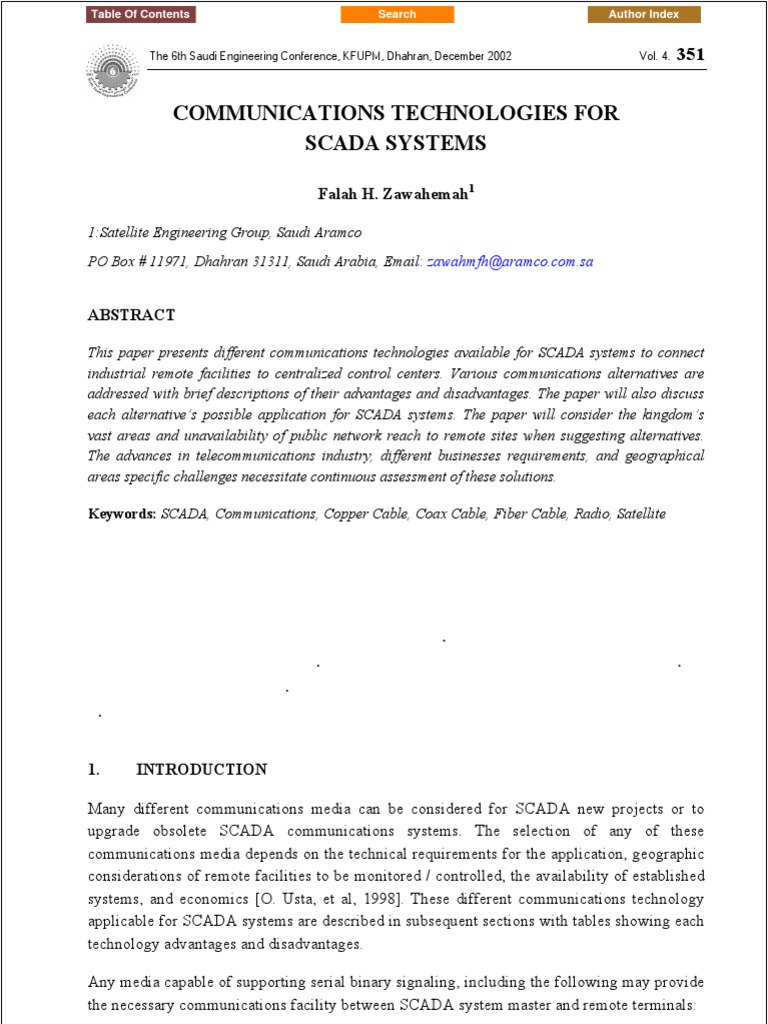 SCADA Communication Technologies Overview | PDF | Very Small Aperture ...