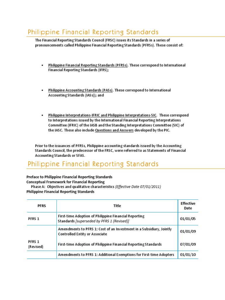 Philippine Financial Reporting Standards | PDF | Financial Statement ...