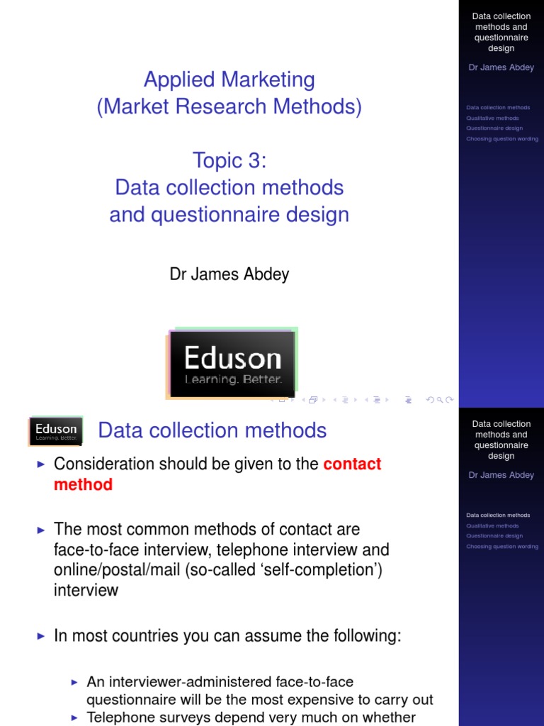 3 Data Collection Methods And Questionnaire Design Survey - 