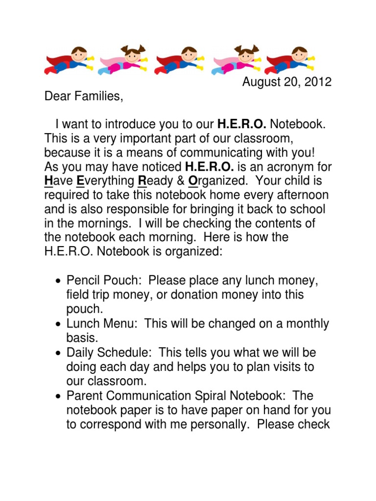 H.E.R.O. Notebook: Parent Guide | PDF | Wellness