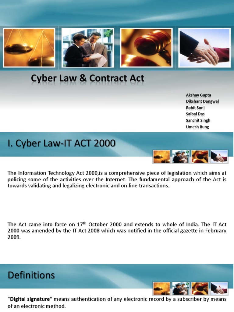 Cyber Law and Contract Act Overview | PDF | Damages | Public Key ...
