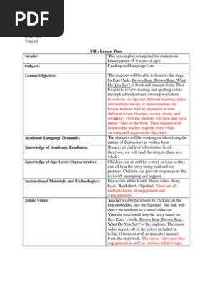 Brown Bear UDL Lesson Plan