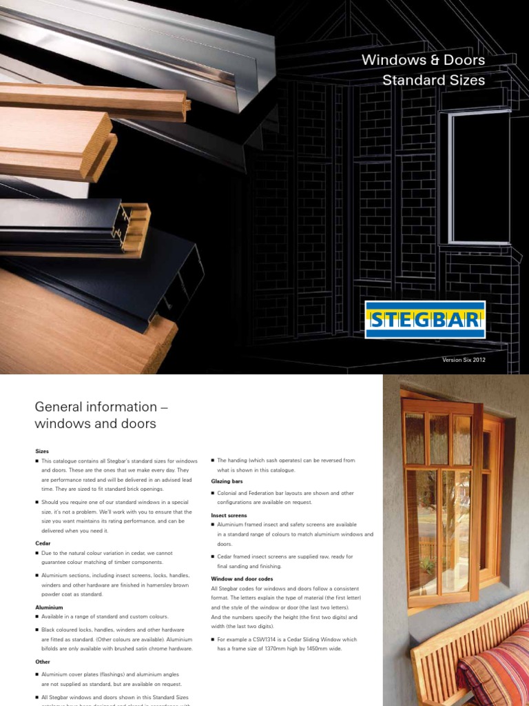 Stegbar Standard Sizes Window Framing Construction