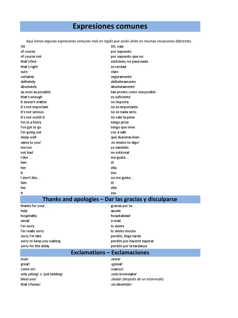 Palablas Usuales Ingles Pdf