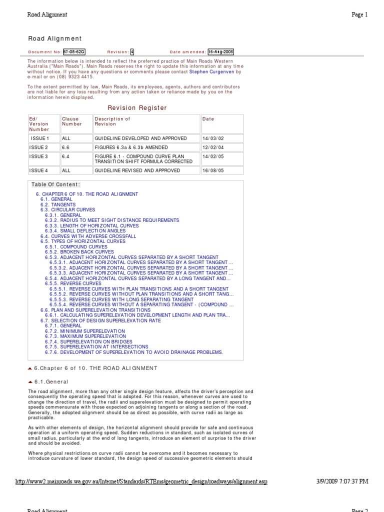 Road Alignment Pdf Tangent Transportation Engineering