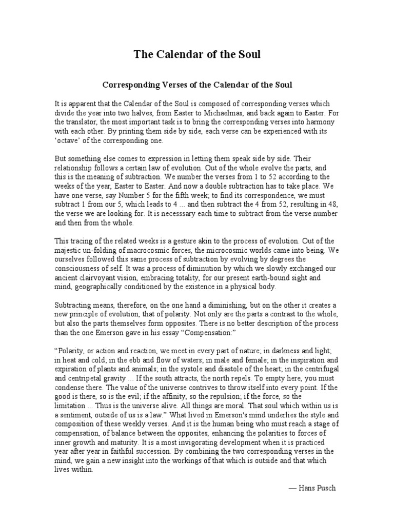 The Calendar of The Soul PDF Soul