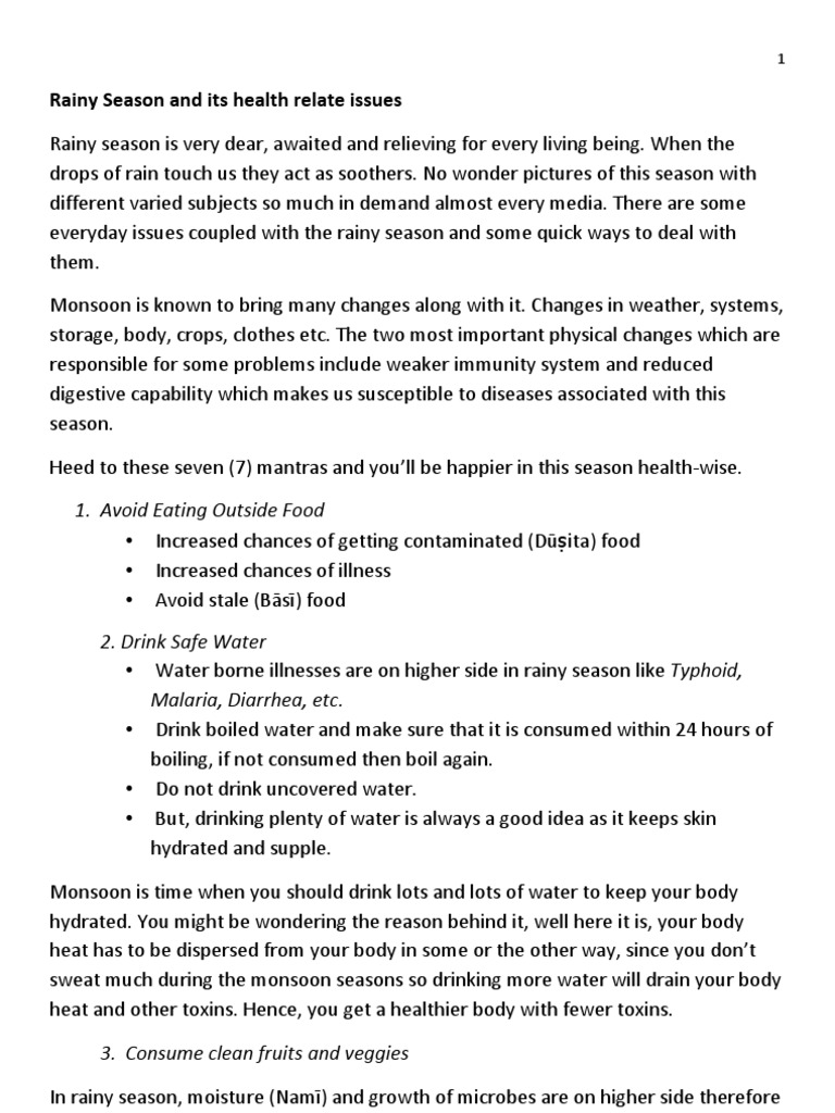 Health Tips For Staying Well During The Rainy Season A Guide To