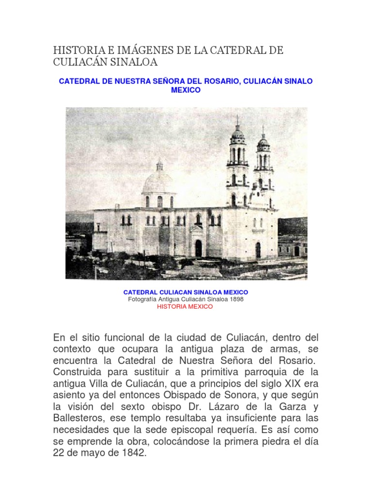 Historia e Imágenes de La Catedral de Culiacán Sinaloa | PDF | Catedral |  México
