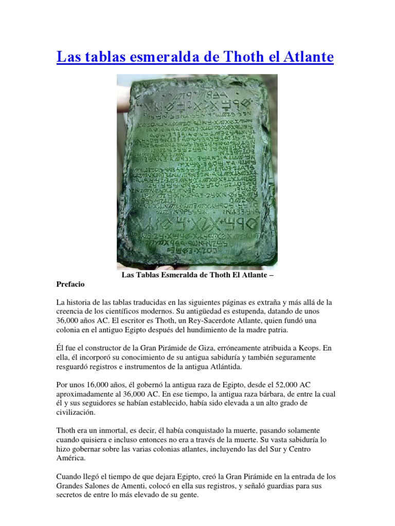 Las Tablas Esmeralda de Thoth El Atlante