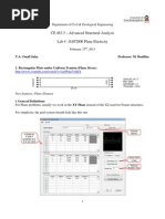 CE 463.3 - Advanced Structural Analysis Lab 4 - SAP2000 Plane Elasticity