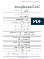 Algebraic Formulas For Class 9th & 10th