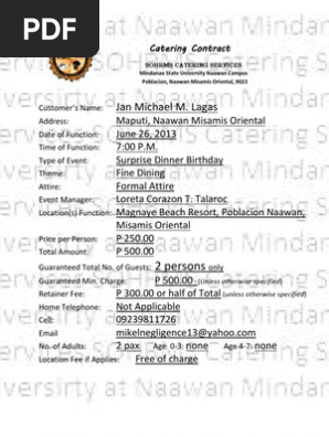 Catering Contract