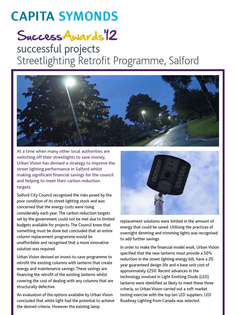 Salford's Innovative Streetlight Retrofit | PDF | Street Light | Light ...