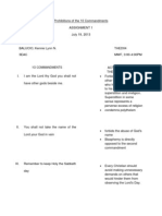 10 Commandments Prohibitions Assignment