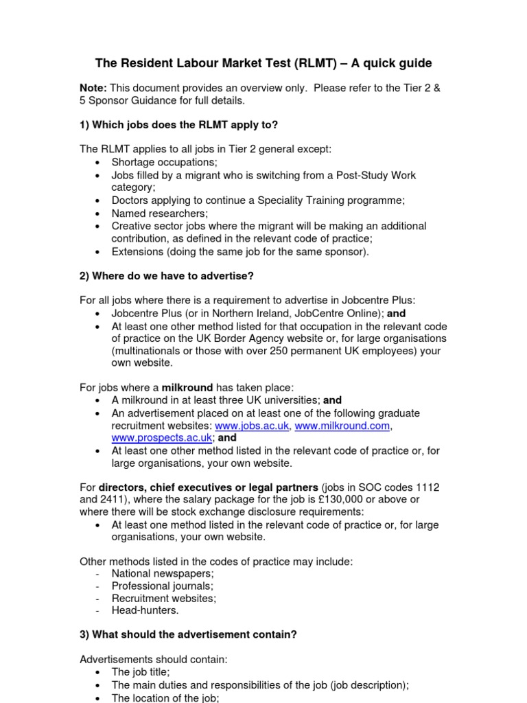 The Resident Labour Market Test (RLMT) - A Quick Guide: WWW - Jobs.ac ...